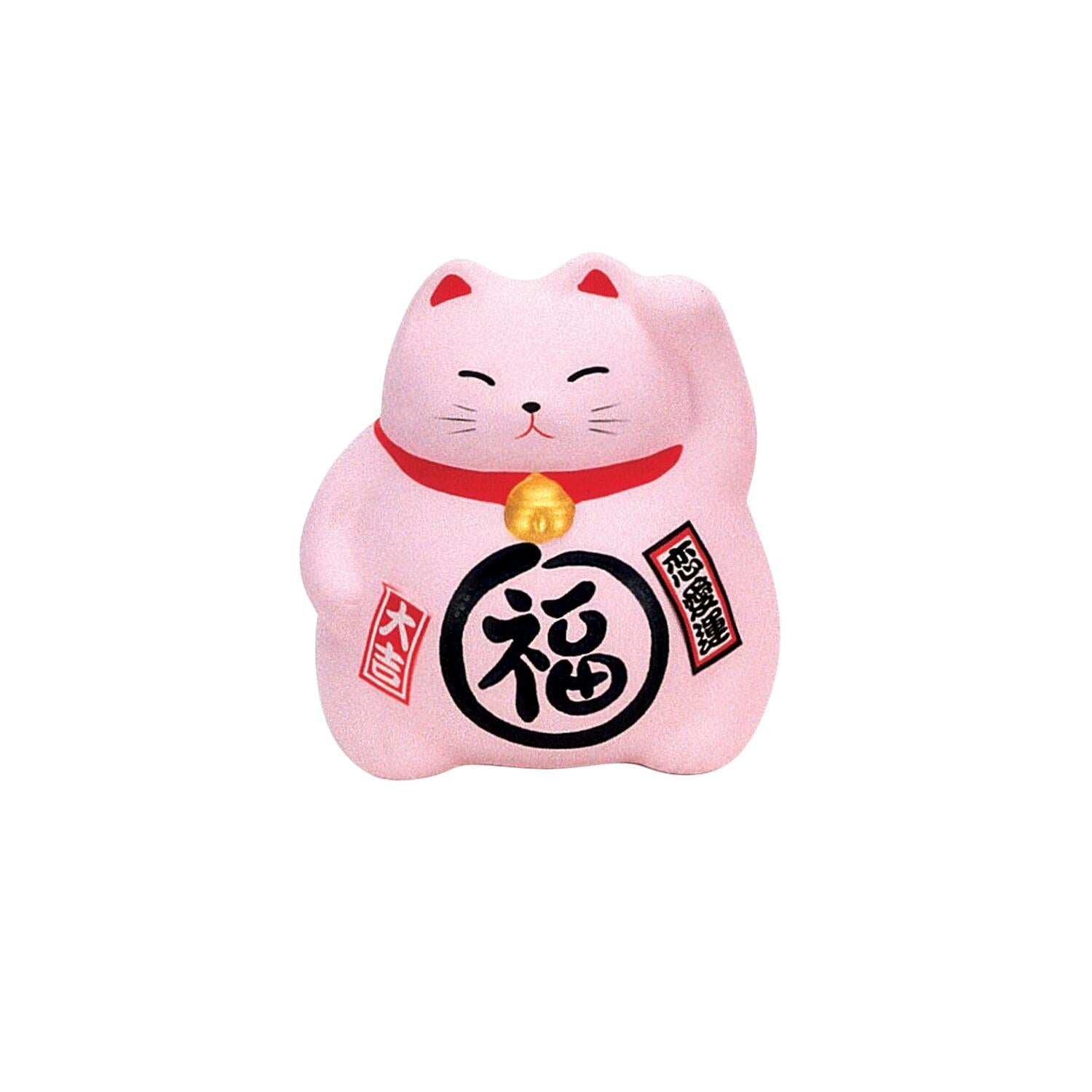 Lucky Cat figur, pink - H9 cm